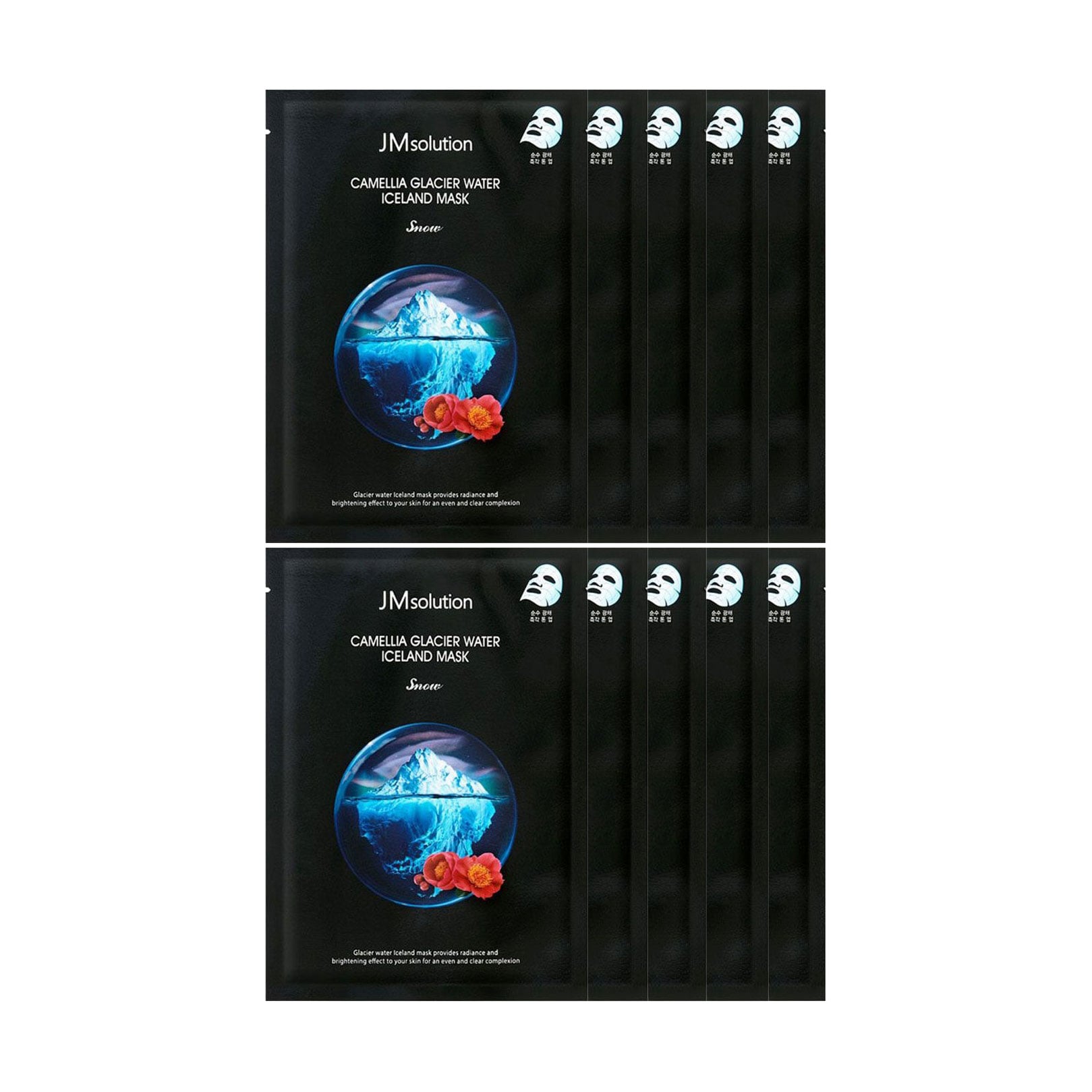 Уцінка! Тонізувальна тканинна маска для обличчя JMsolution Camellia Glacier Water Iceland Mask Snow з екстрактом камелії, 10*30 мл